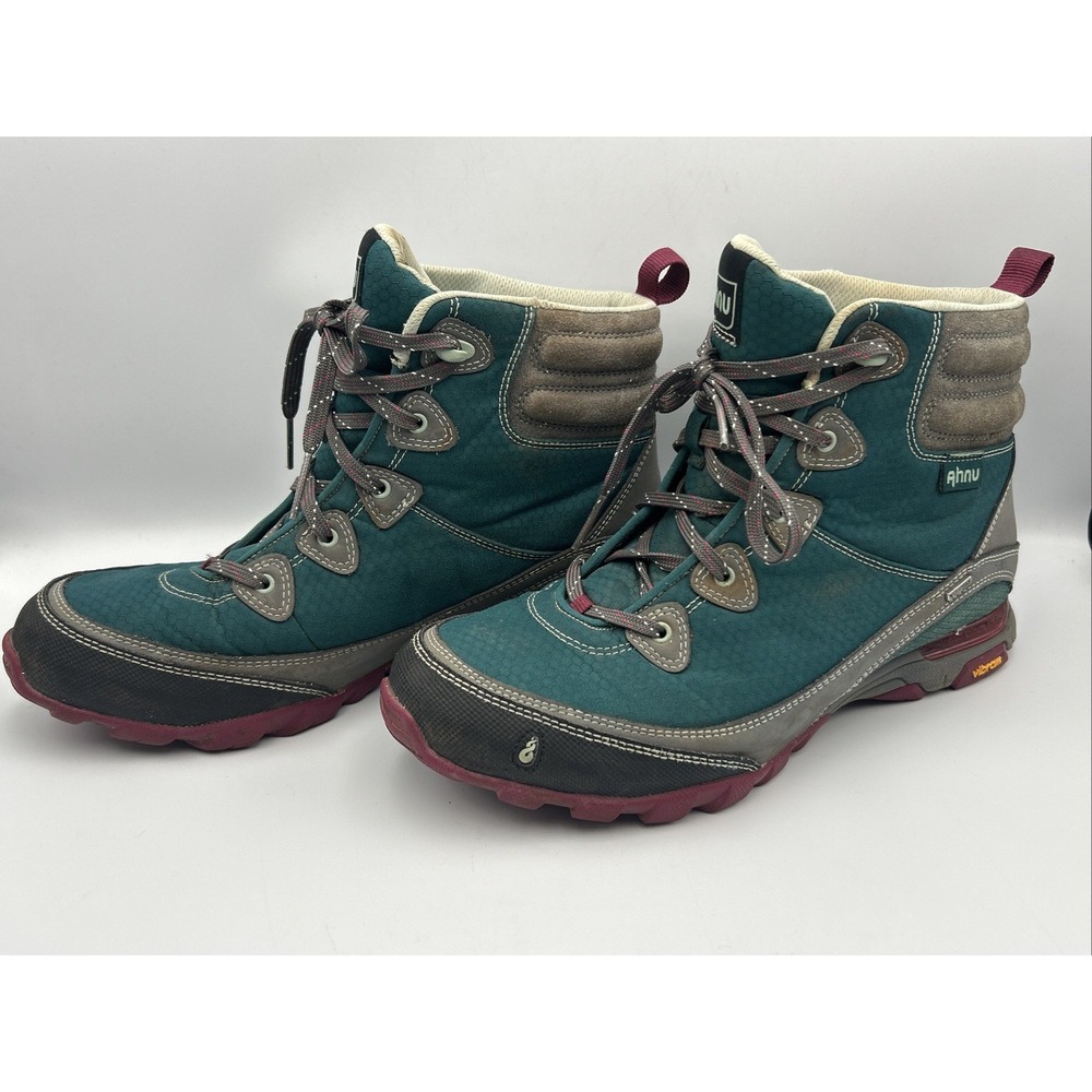 Ahnu Sugarpine Womens 10 Teal Hiking Boots Waterproof Vibram Lightweight Support